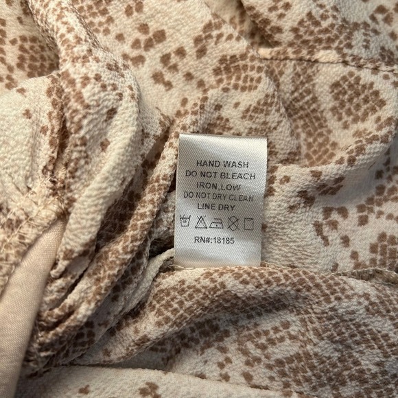 Audrey 3+1 Snake Print Wrap Mini Dress Small Ruffle Hem V-Neck Tie Waist - Picture 4 of 5